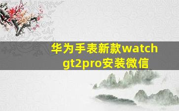 华为手表新款watch gt2pro安装微信